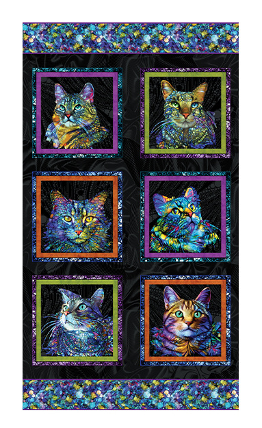 Cat Artistry - Panel med 6 katter, 24 inch