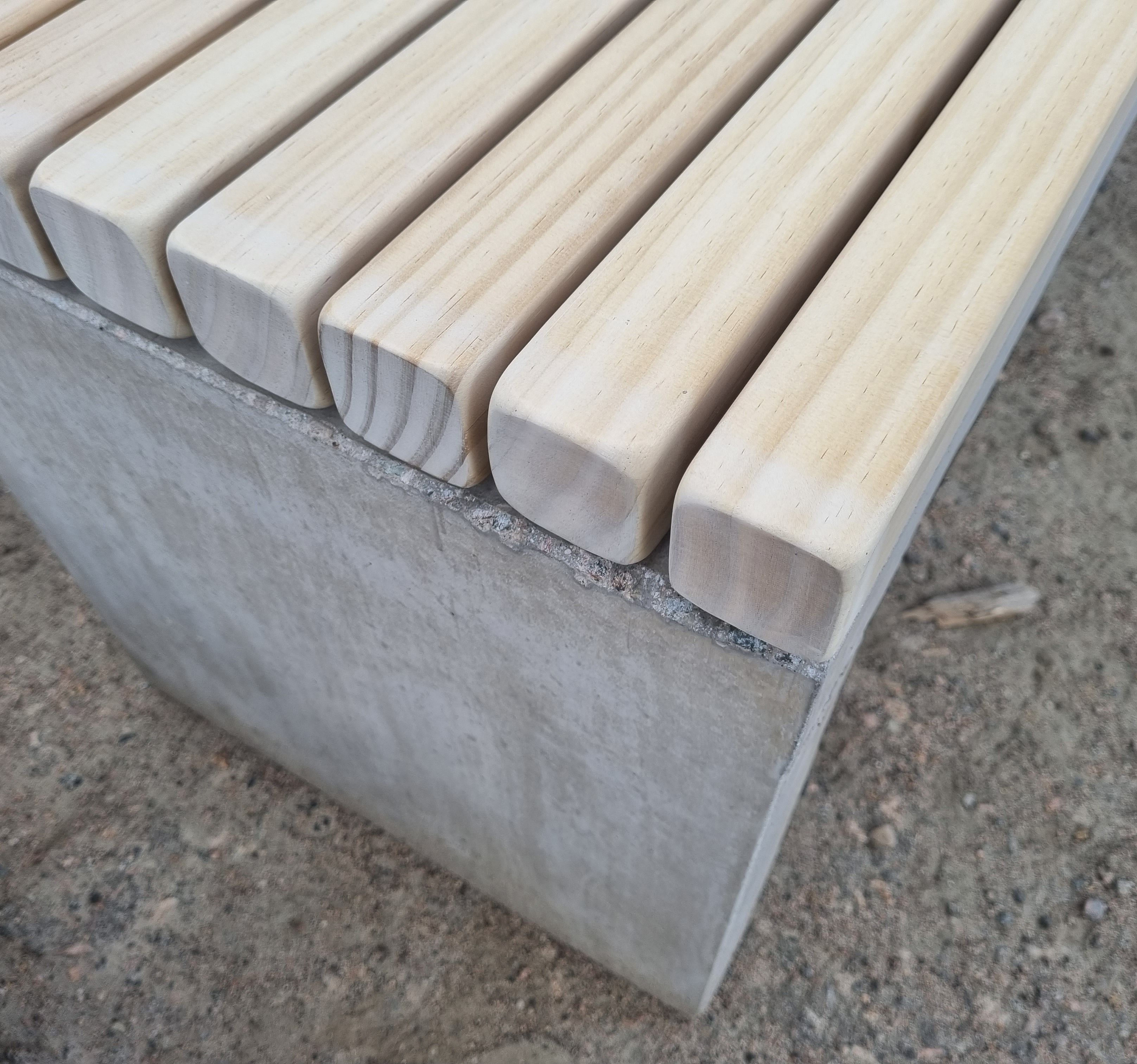 Parkbenk - Betongbenk Tykk Pion, Accoya tre - 2