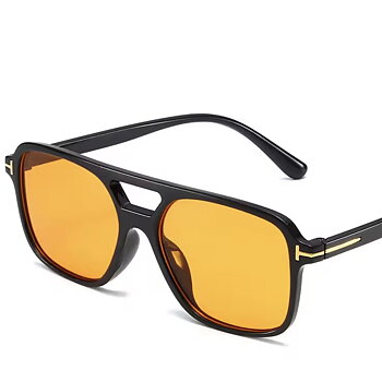 solglasögon svart båge med gul lins 