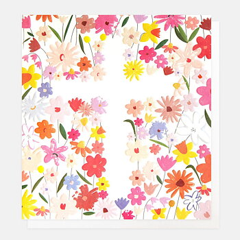 White Cross All Over Floral, Greeting Card