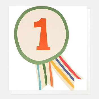 Age 1 Rosette With Stripe Ribbons, Greeting Card