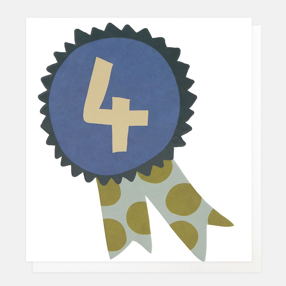 Age 4 Rosette With Spot Ribbons, Greeting Card