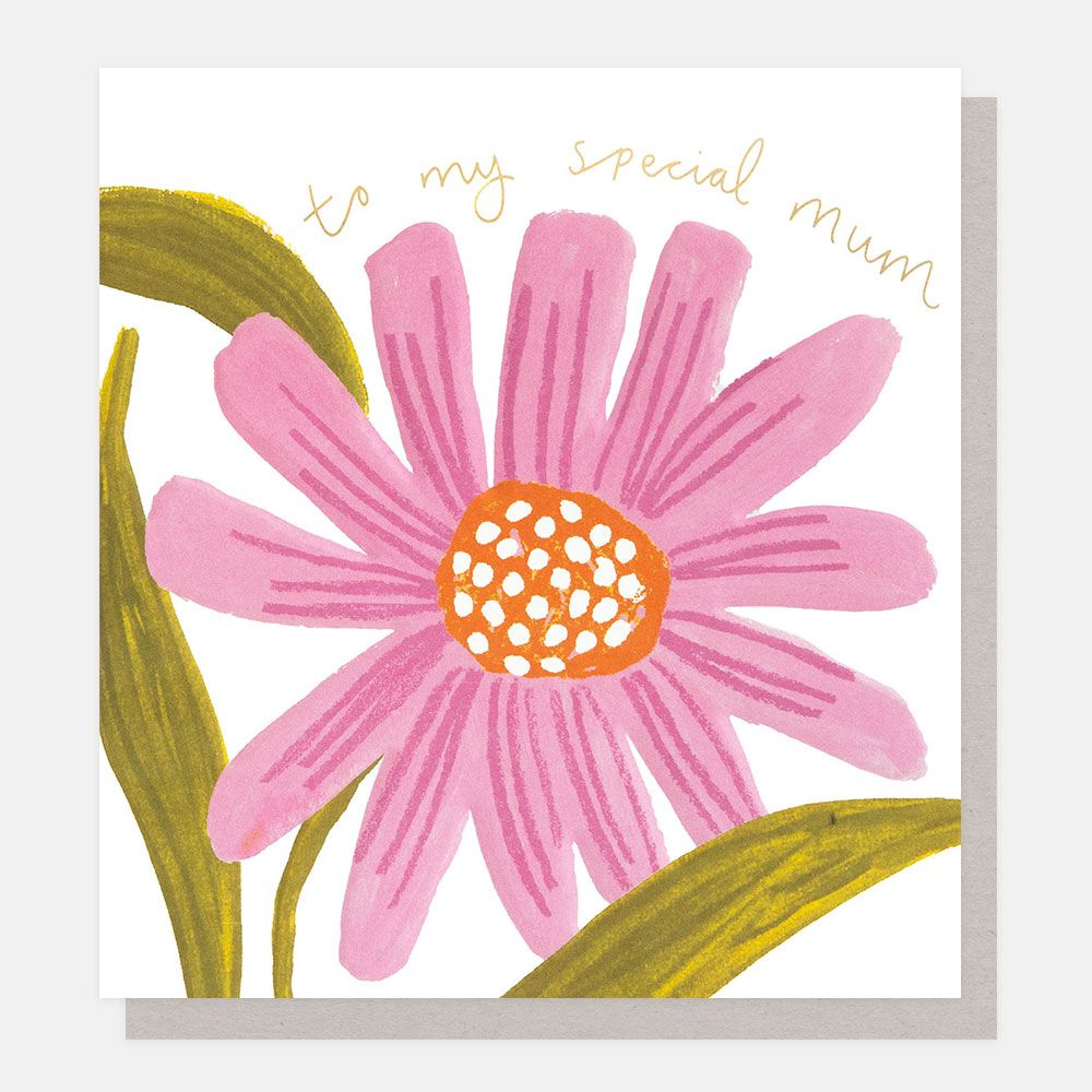 To My Special Mum Big Painted Pink Flower Head, Greeting Card