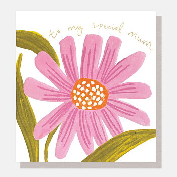 To My Special Mum Big Painted Pink Flower Head, Greeting Card
