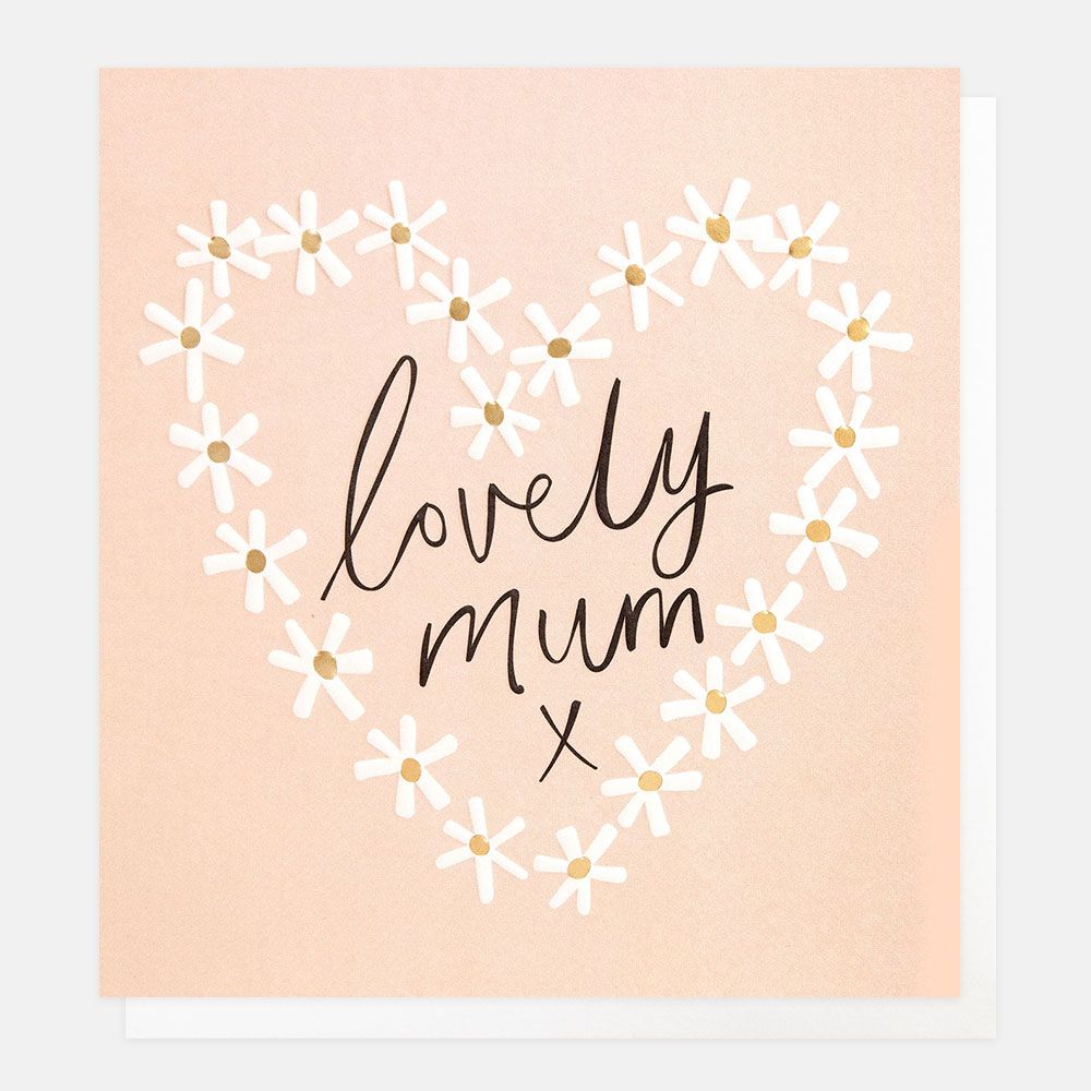 Lovely Mum X Daisy Heart On Pink, Greeting Card