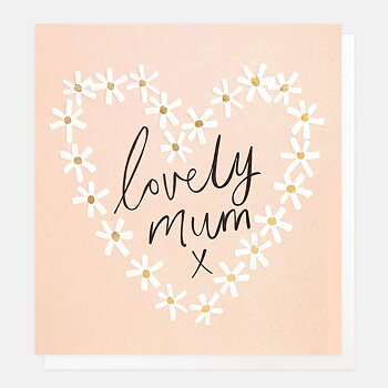 Lovely Mum X Daisy Heart On Pink, Greeting Card