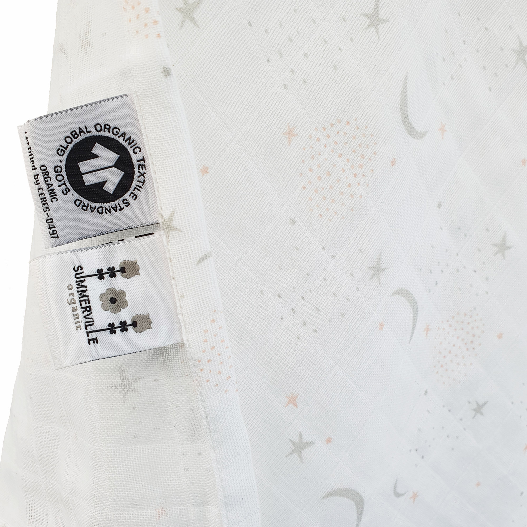 Muslin-filt star-moon rose GOTS, 2-pack - Babynord - 5