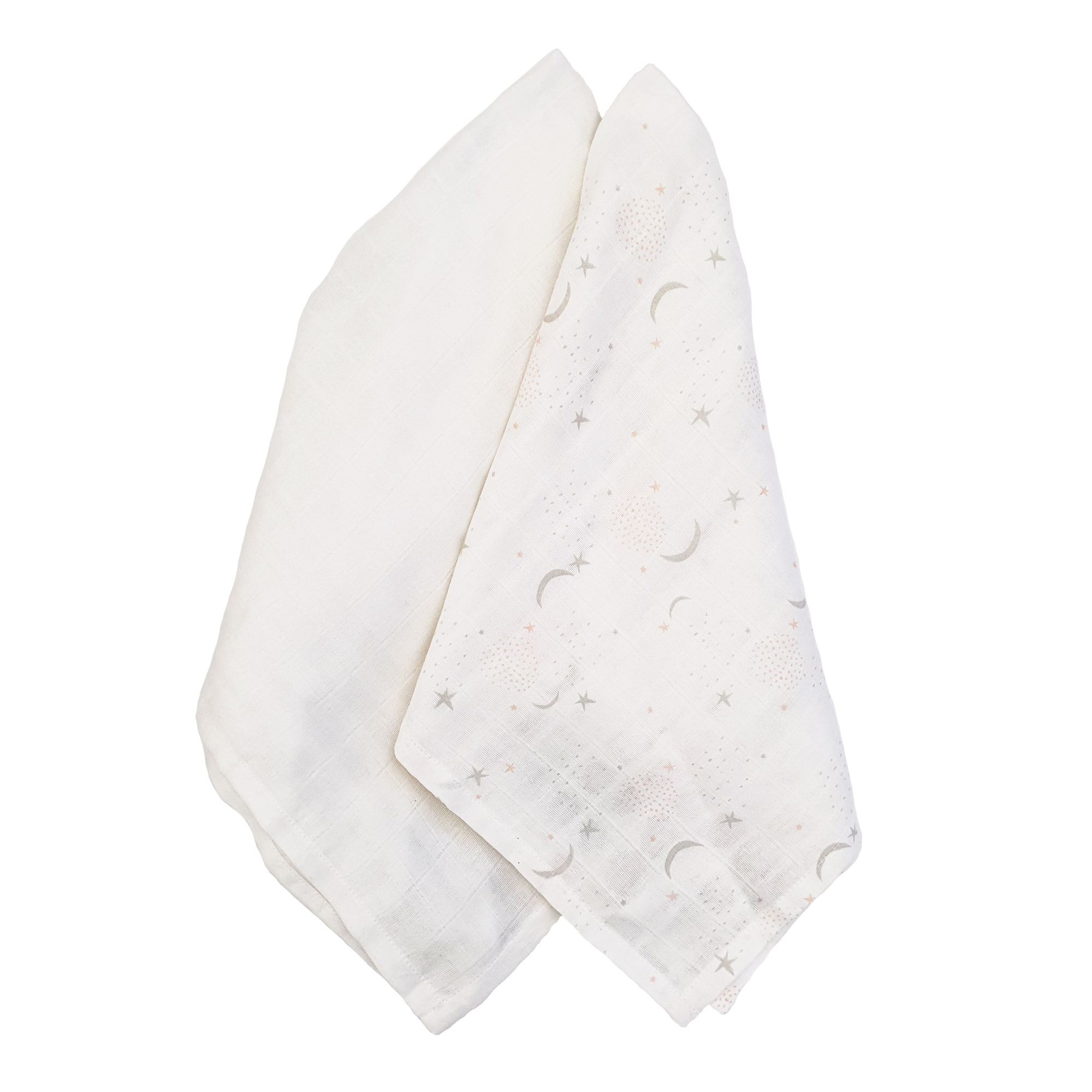 Muslin-filt star-moon rose GOTS, 2-pack - Babynord