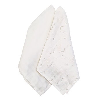 Muslin-filt star-moon rose GOTS, 2-pack - Babynord