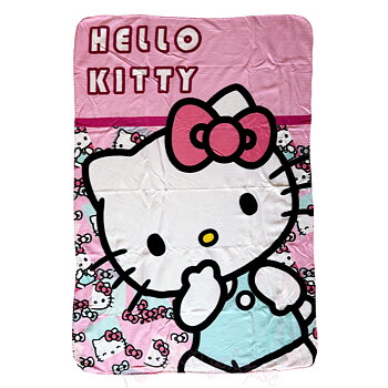 Sanrio Hello Kitty Fleecefilt – Mjuk Rosa Filt med Mintgrön Hello Kitty - 140 x 100 cm