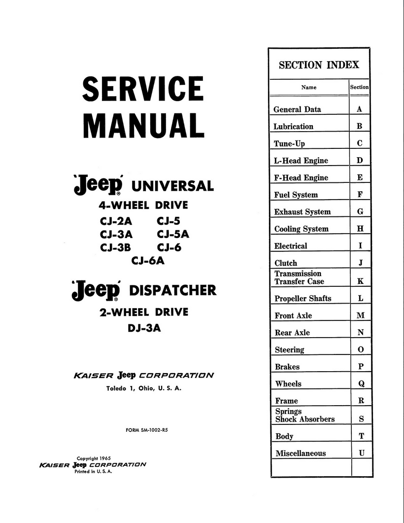 1946 - 1965 Jeep Dispatcher Service Manual - 2