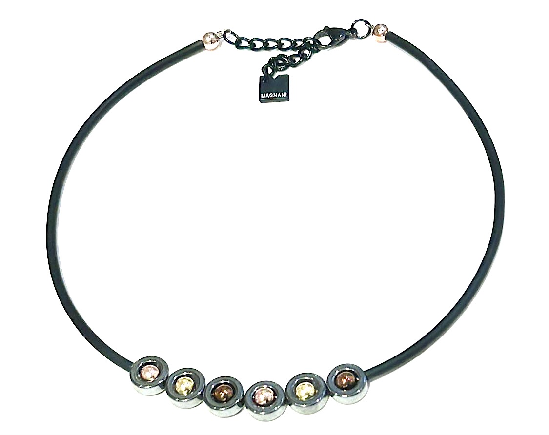 Cindra halsband Bronz Hematit gummi