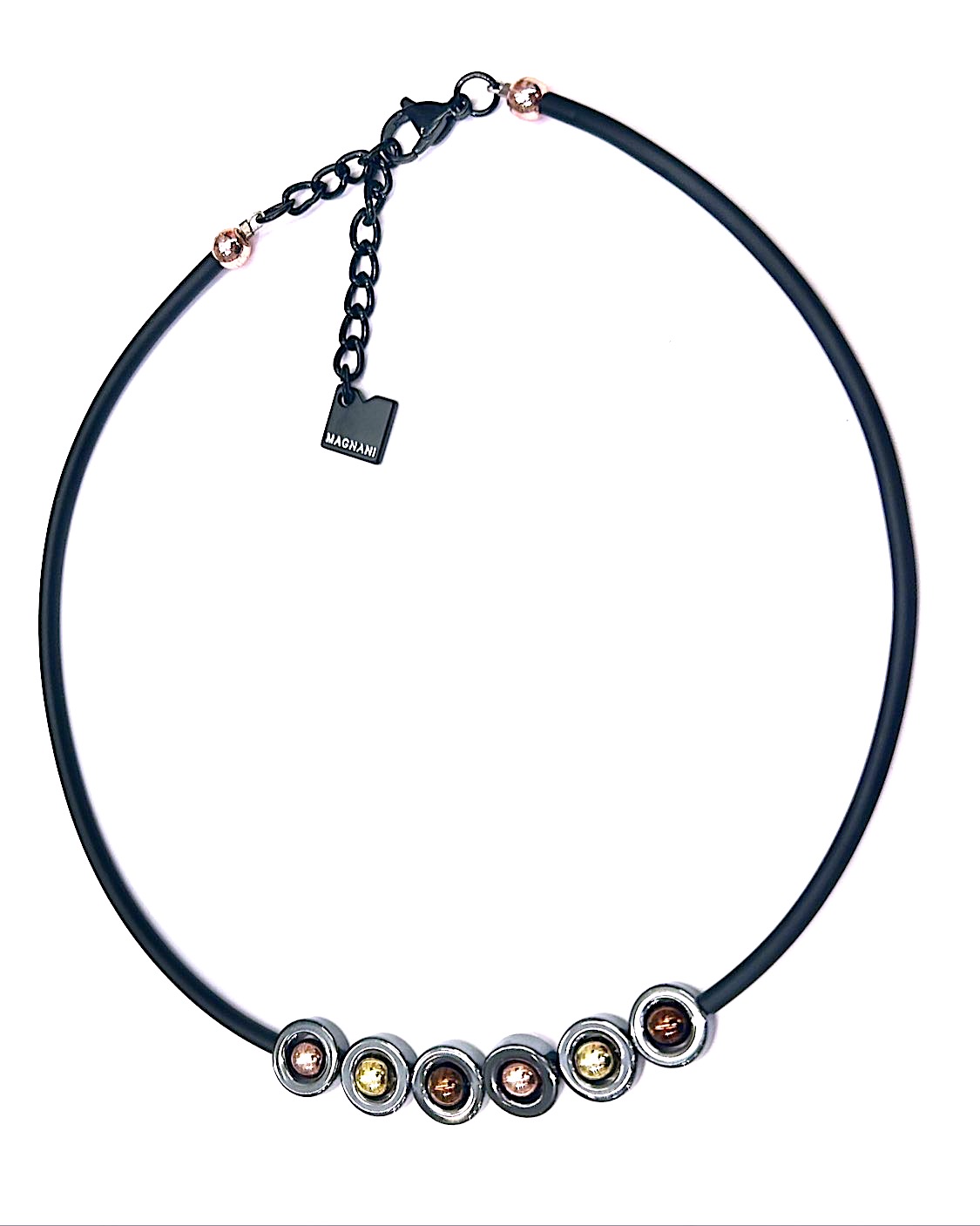 Cindra halsband Bronz Hematit gummi - 2