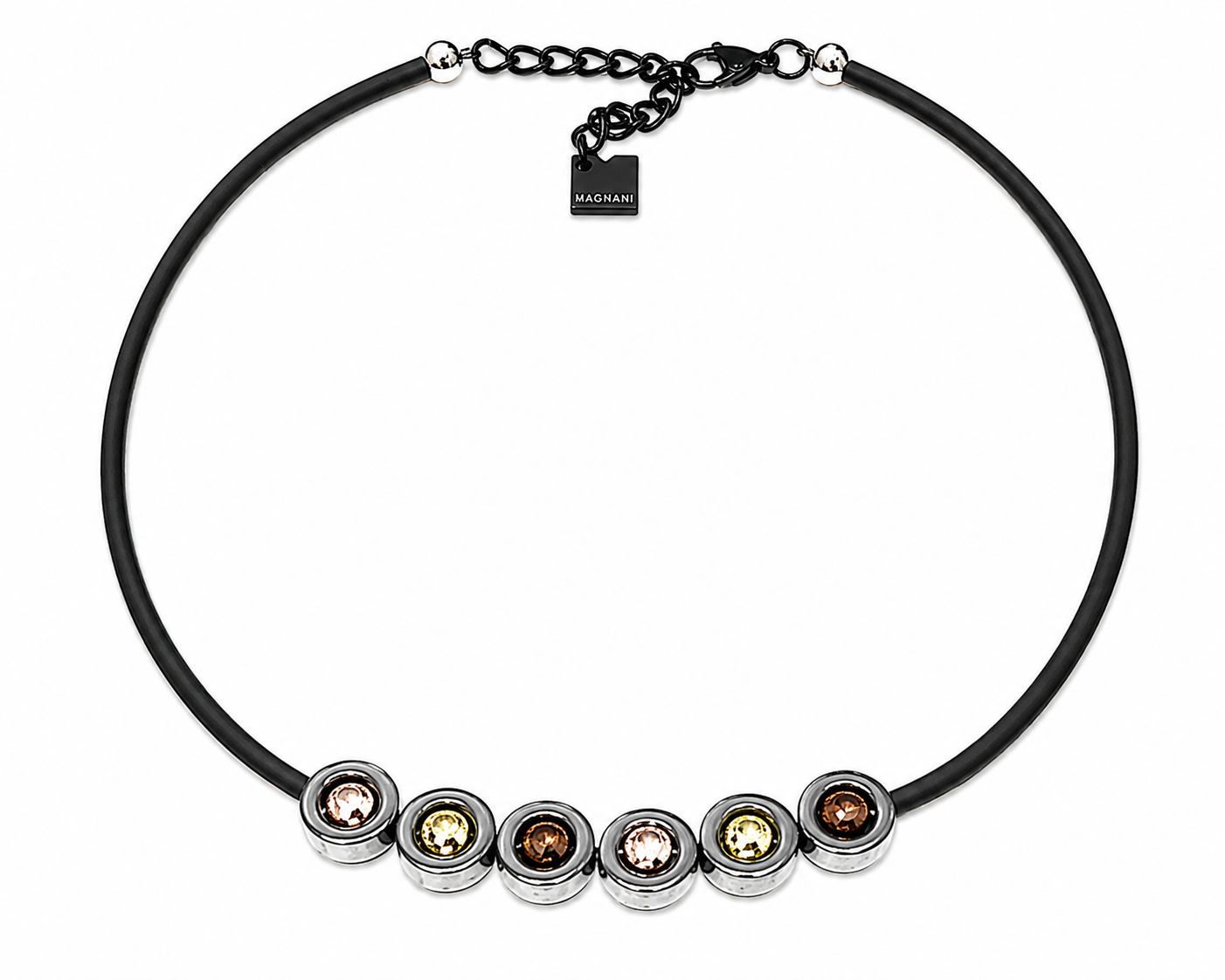 Cindra halsband Bronz Hematit gummi