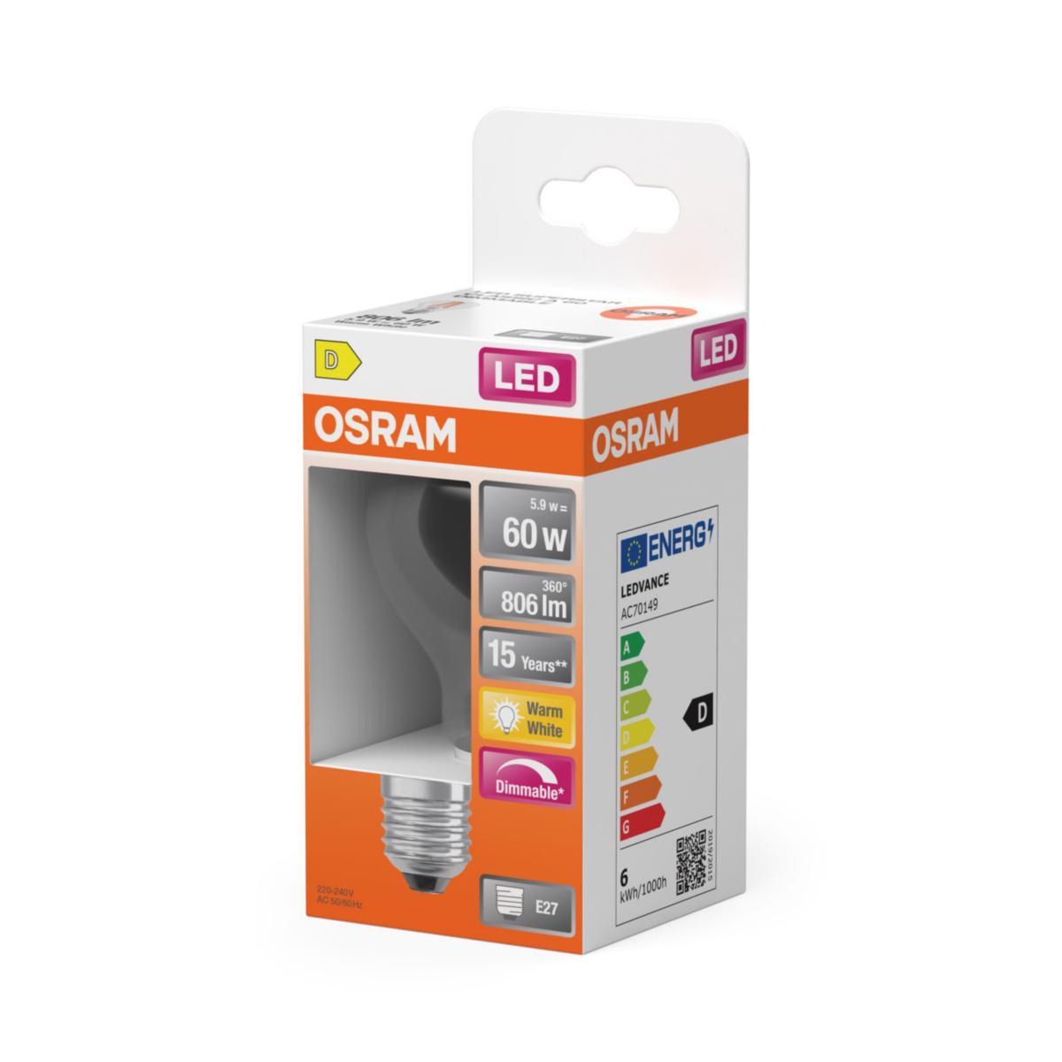 LED-lampa normal dimbar  5.9W 827 Klar E27 - 2