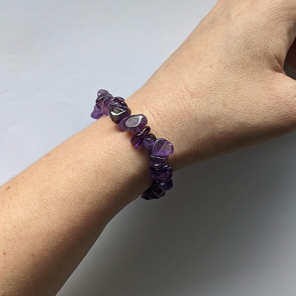 Armband med naturliga ametistkristall chips - 3