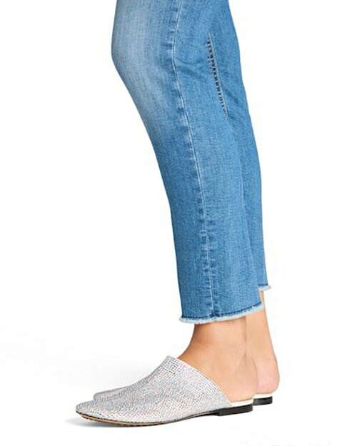 Jeans Piper cropped glam used fringe mellanblå - 4