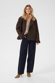 CRJAMERY SHORT  COAT - BRUN / CREAM - 3