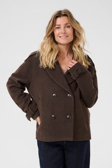 CRJAMERY SHORT  COAT - BRUN / CREAM - 4