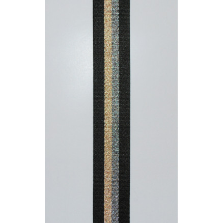 Väskband - Svart/Guld/Gunsilver m/ Lurex, bredd 38 mm (metervara)