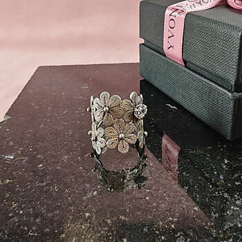 Yvone Christa Menage Flower Cuff ring cz