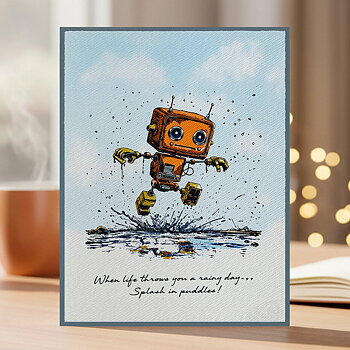  COSMIC SHIMMERAndy Skinner Pre Cut Rubber Stamp Set Bot-ology Rainy Day 