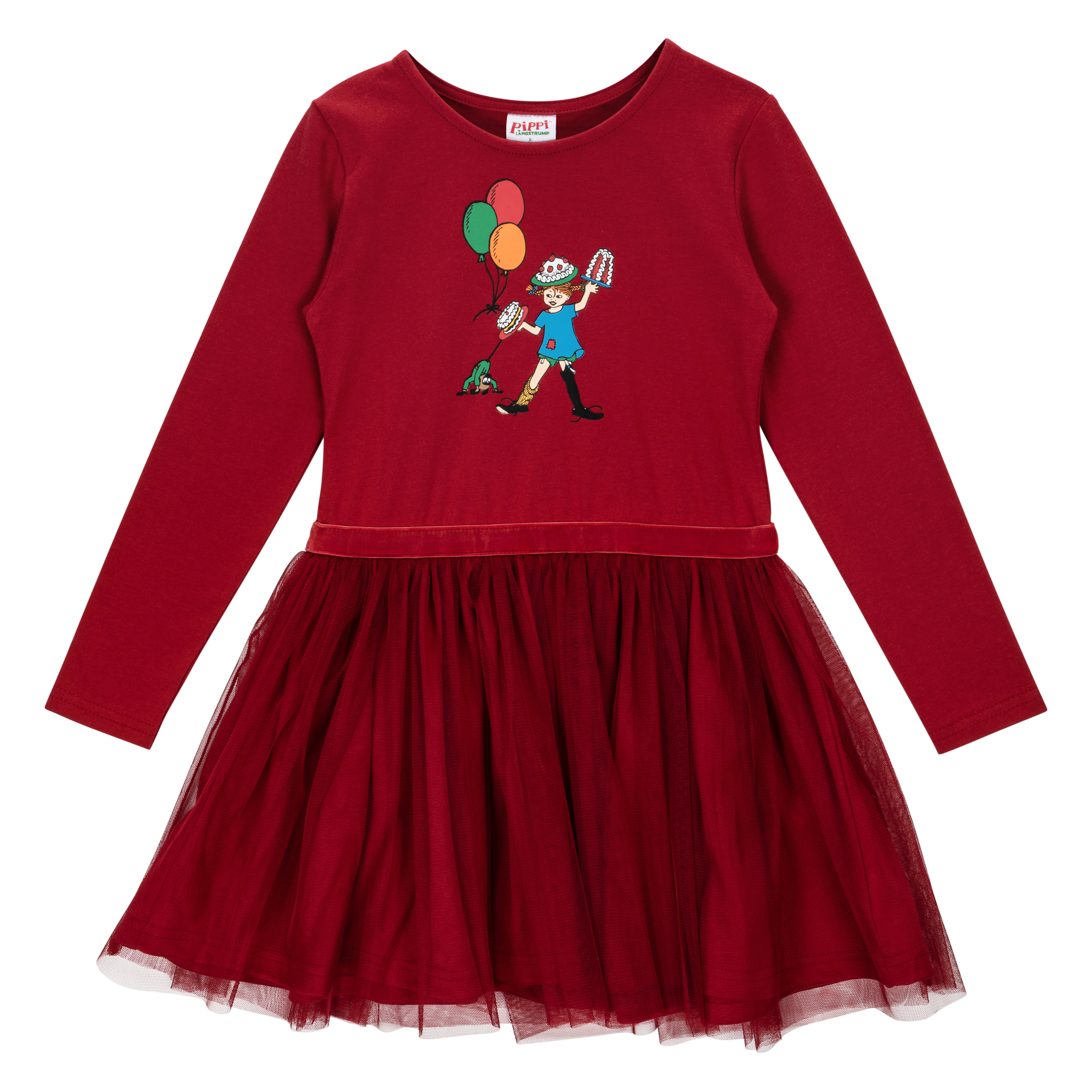 Pippi Longstocking Balloon tulle dress dark red