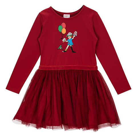 Pippi Longstocking Balloon tulle dress dark red