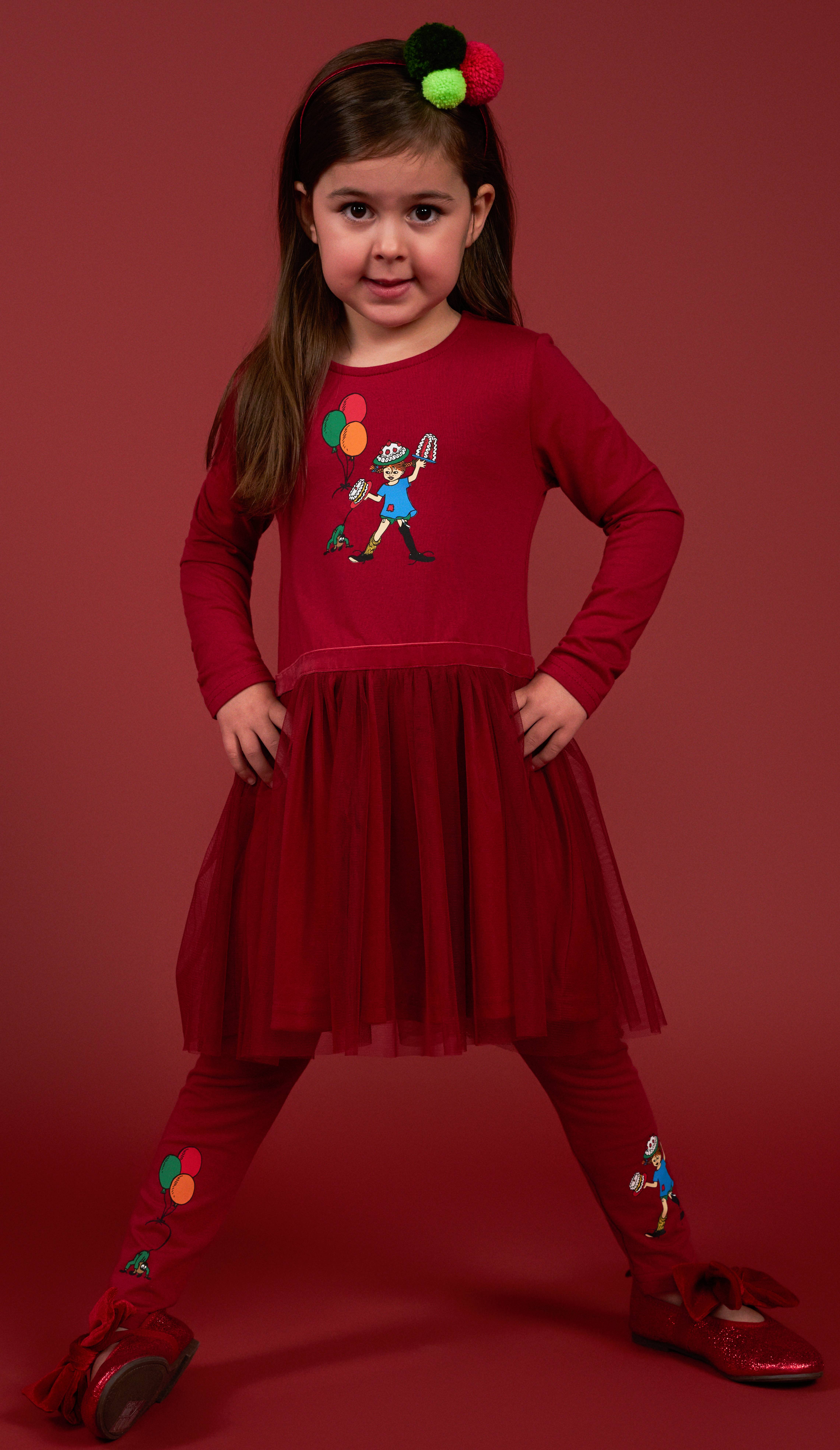 Pippi Longstocking Balloon tulle dress dark red - 2