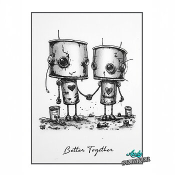  COSMIC SHIMMER -Andy Skinner Pre Cut Rubber Stamp Set Bot-ology Better Together 