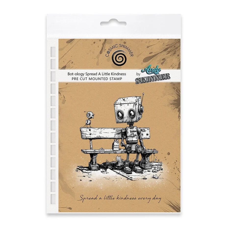  COSMIC SHIMMER -Andy Skinner Pre Cut Rubber Stamp Set Bot-ology Spread A Little Kindness