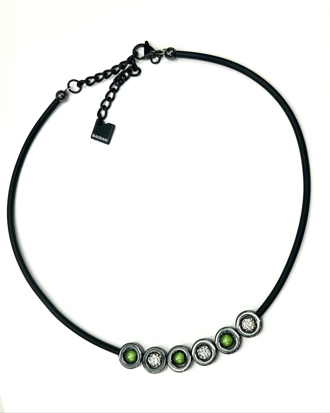 Cindra halsband grön kristaller Hematit