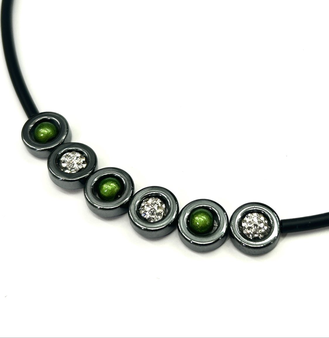 Cindra halsband grön kristaller Hematit - 2