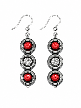 Earrings  Triana  red crystals  Hematite