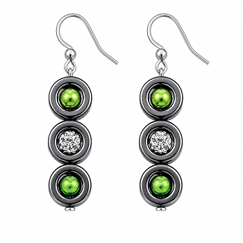 Earrings  Triana green crystals  Hematite