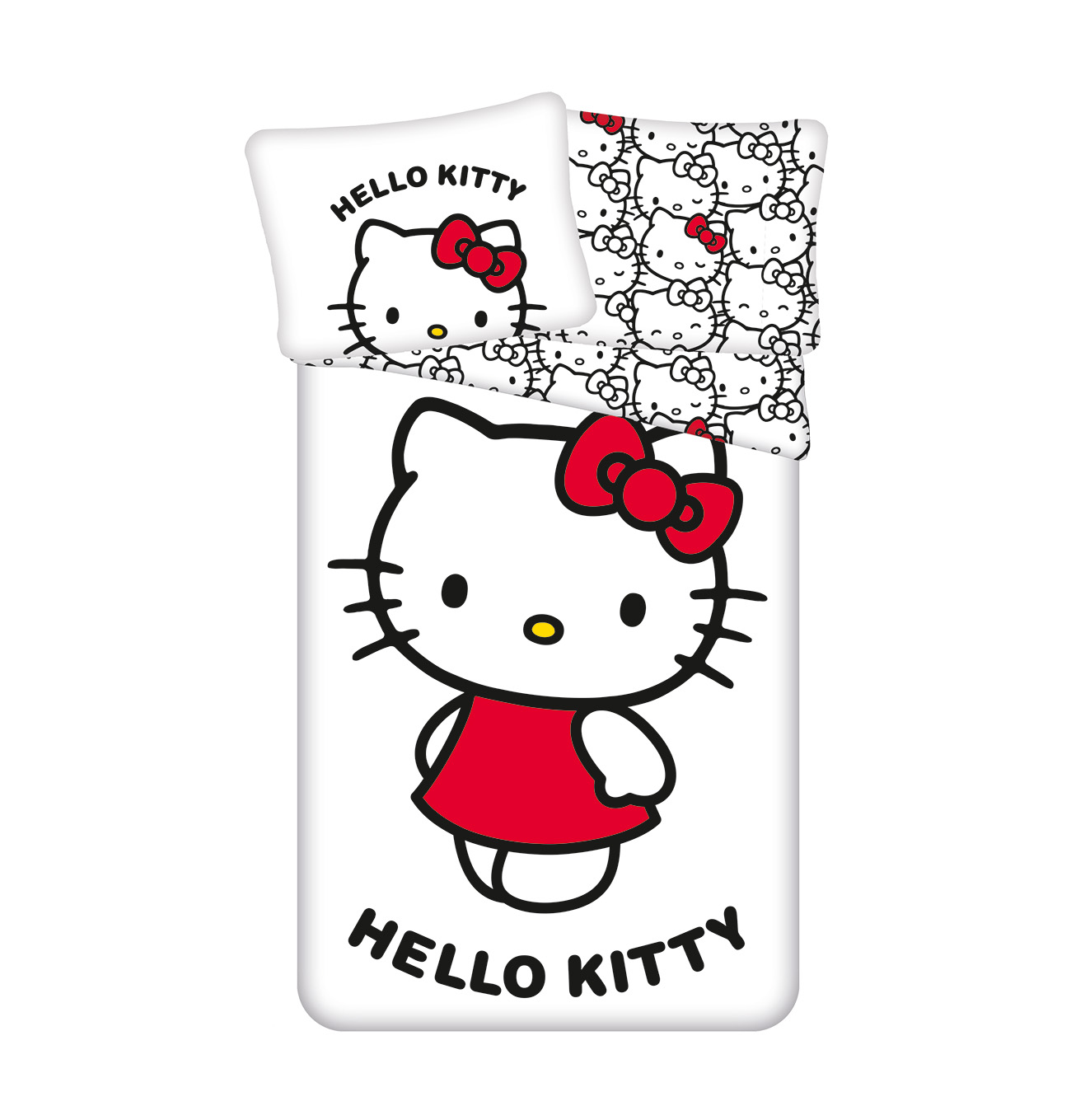Hello Kitty Bäddset - Påslakan och Örngott 140 x 200 cm - Vändbart, 100% Bomull - 7