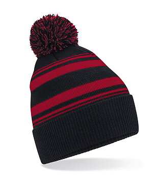 Beechfield Striped Fan Beanie – klassisk supportermössa i återvunnet material