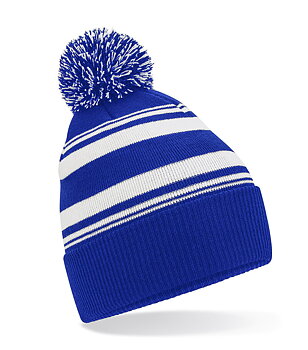 Beechfield Striped Fan Beanie – klassisk supportermössa i återvunnet material