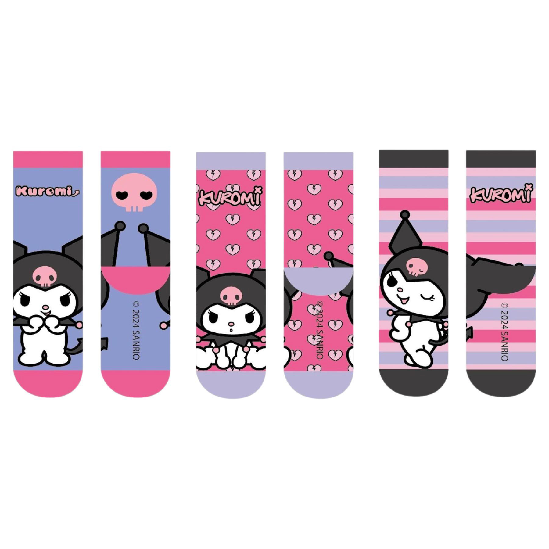 Kuromi 3-Pack Barnstrumpor - 23/26, 27/30, 31/34 - 3