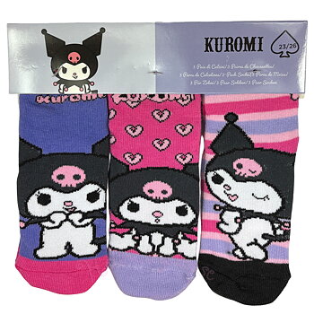 Kuromi 3-Pack Barnstrumpor - 23/26, 27/30, 31/34