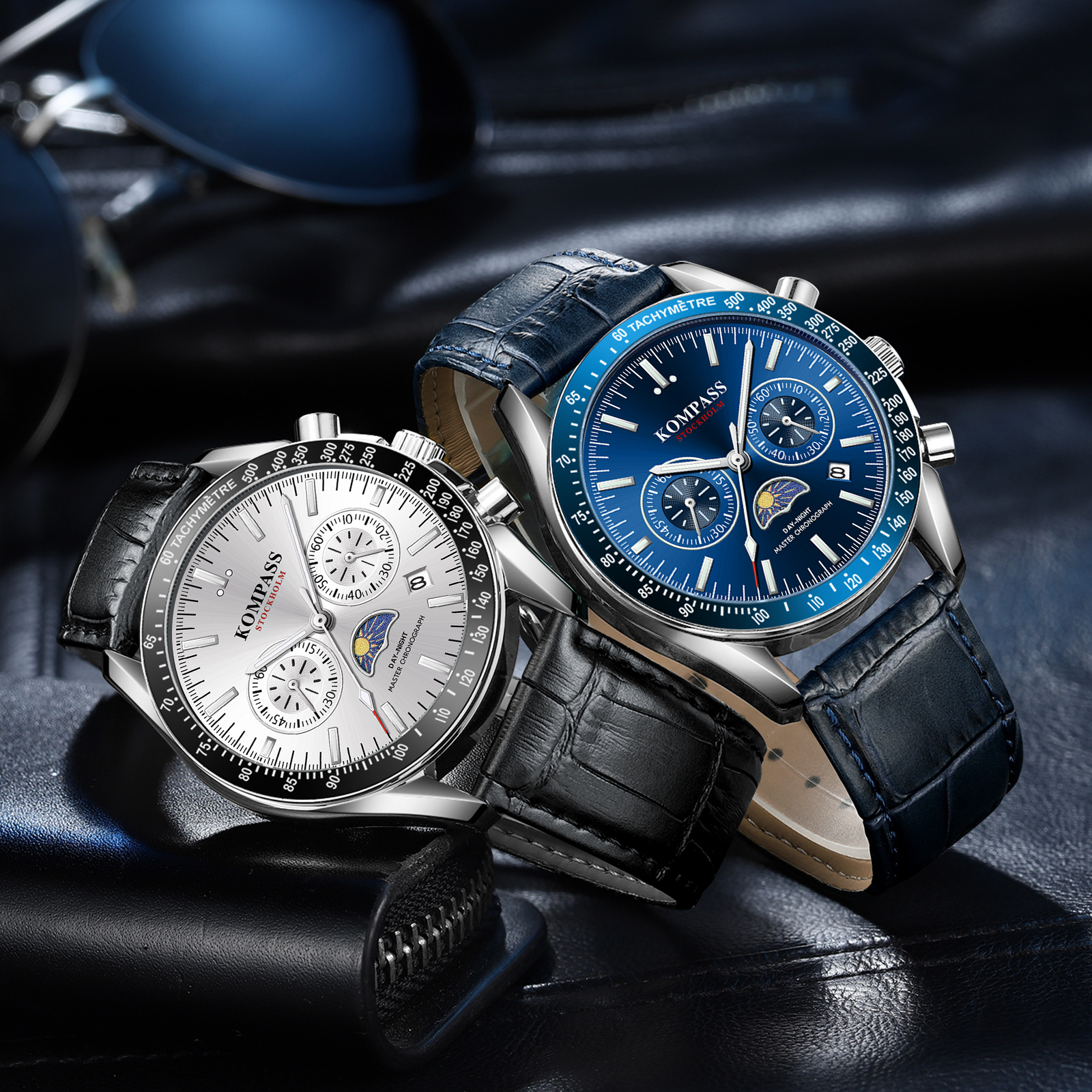 Kompass Day-Night Master Chronograph Silver Black - 9