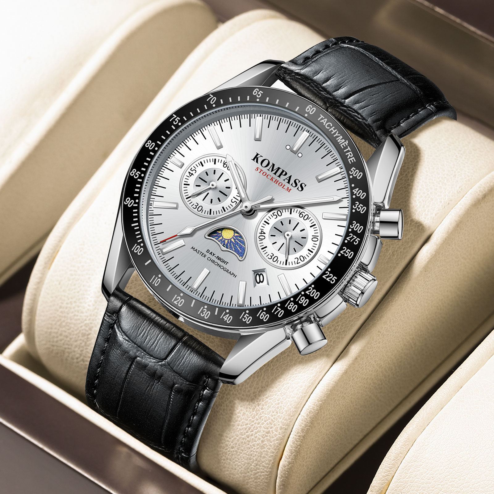 Kompass Day-Night Master Chronograph Silver Black - 5