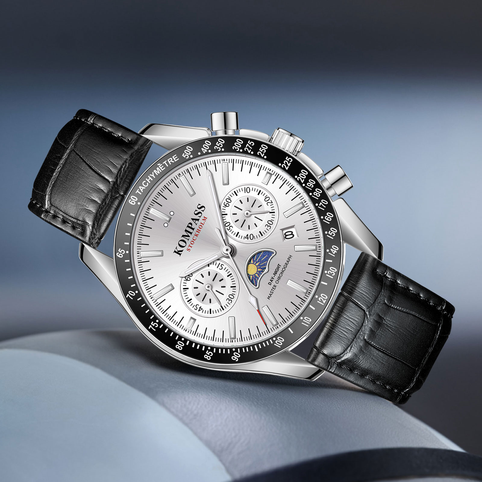 Kompass Day-Night Master Chronograph Silver Black - 4