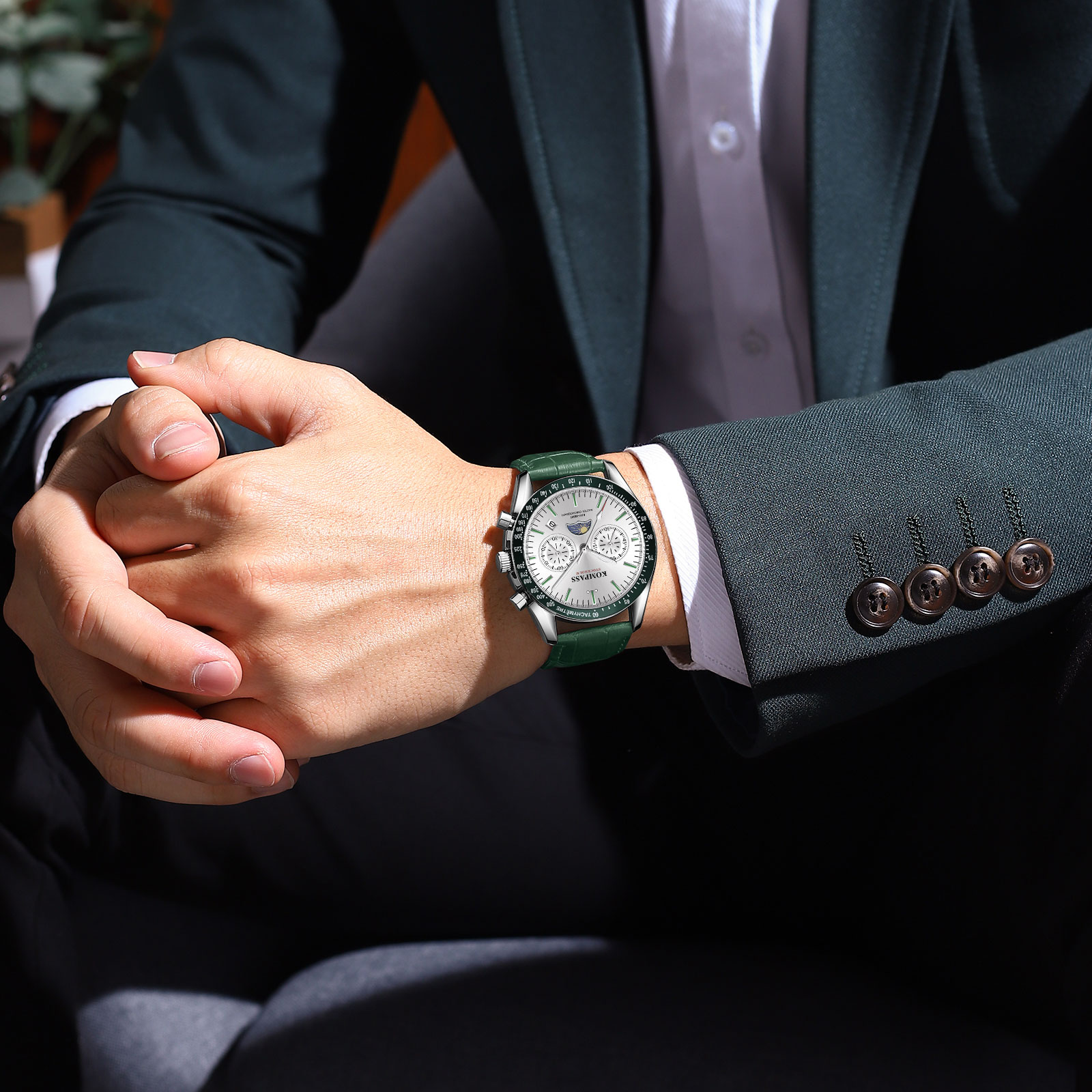 Kompass Day-Night Master Chronograph Silver Green - 7