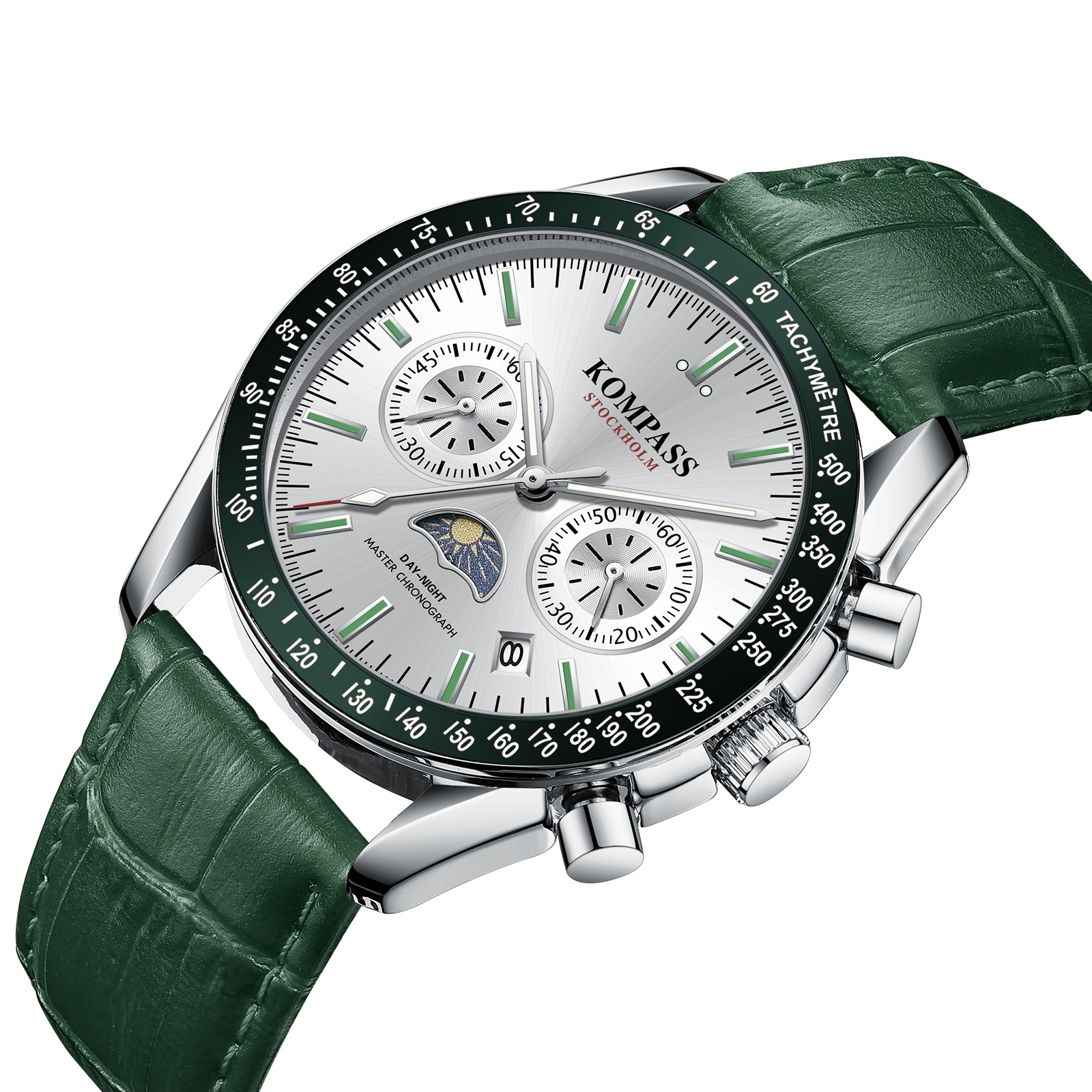 Kompass Day-Night Master Chronograph Silver Green - 2