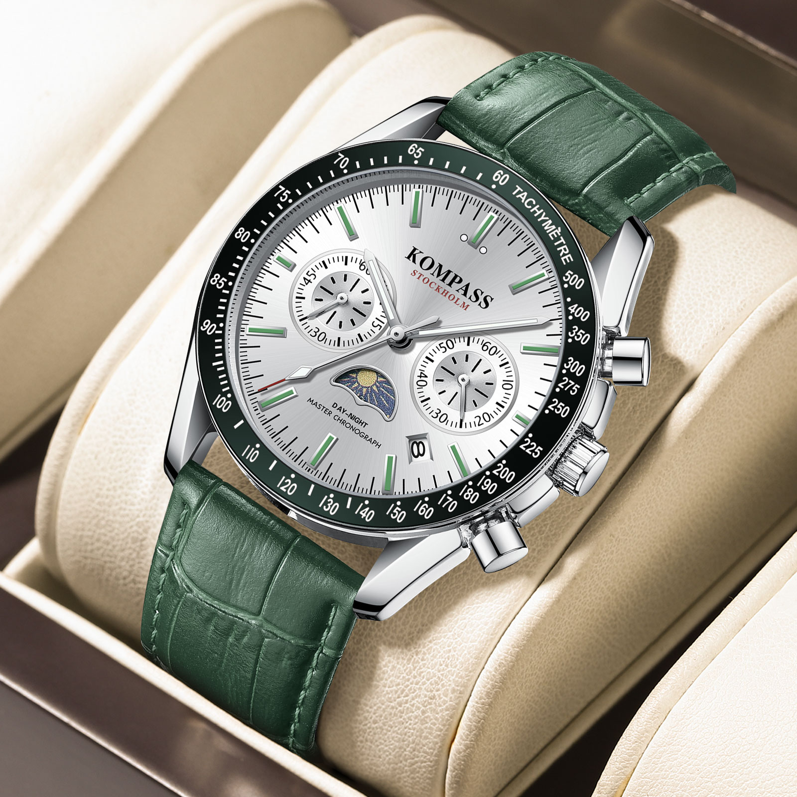 Kompass Day-Night Master Chronograph Silver Green - 5