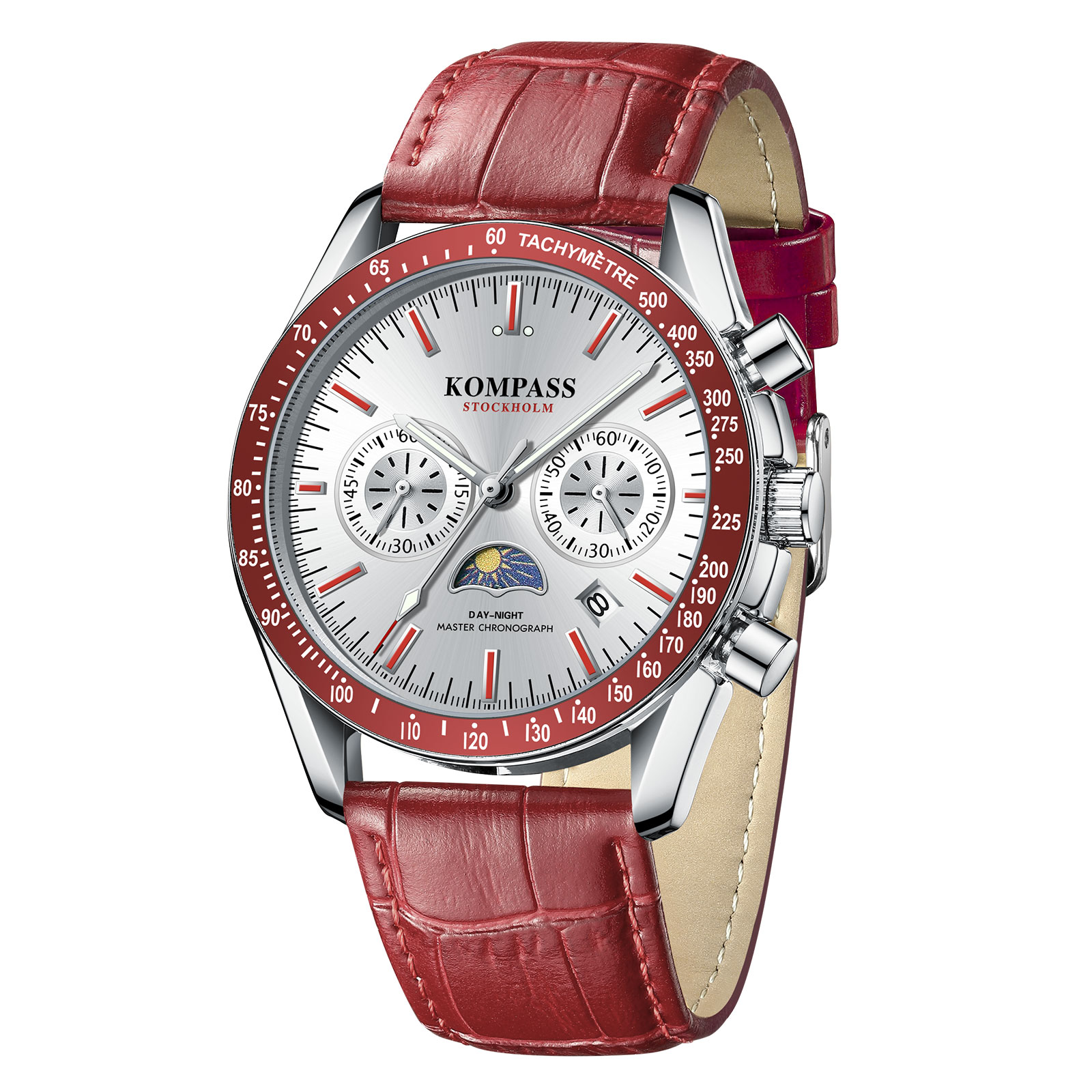 Kompass Day-Night Master Chronograph Silver Red - 3