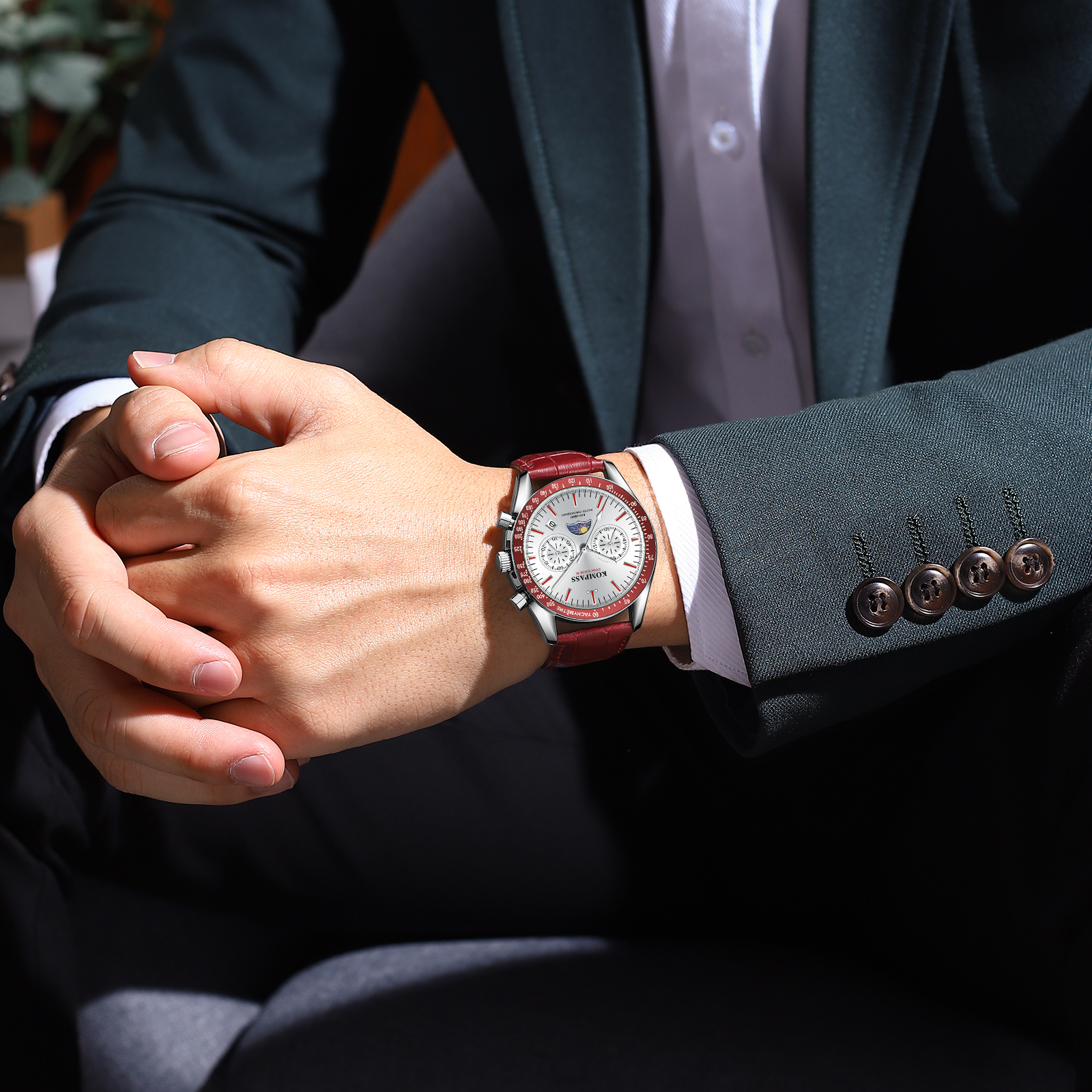 Kompass Day-Night Master Chronograph Silver Red - 7
