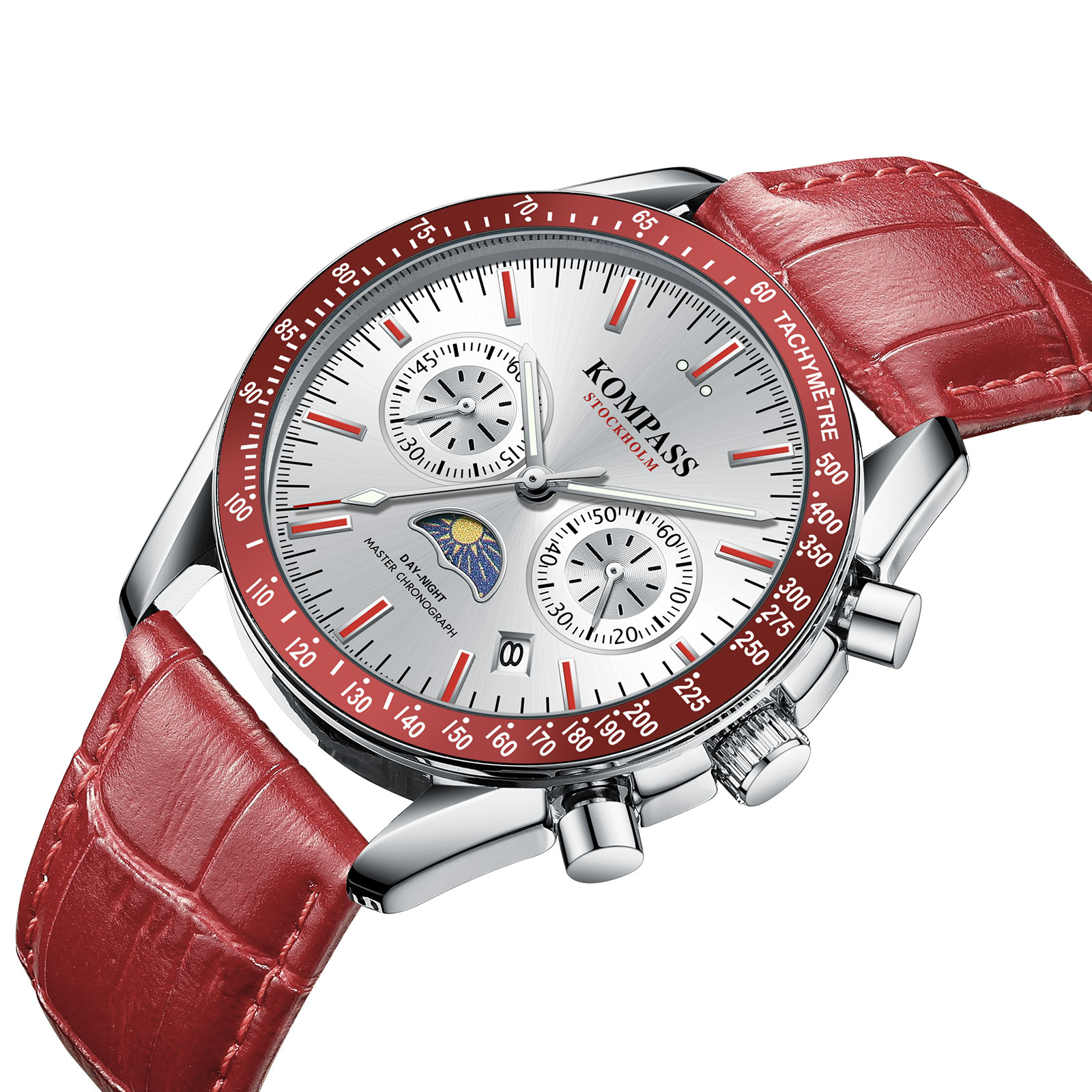 Kompass Day-Night Master Chronograph Silver Red - 2