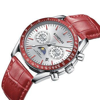Kompass Day-Night Master Chronograph Silver Red